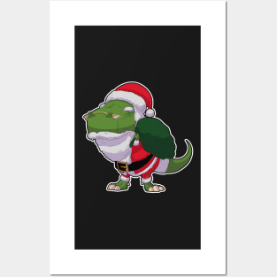 Dino Santa Claus Posters and Art